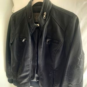 Ci Sono black faux leather bomber jacket